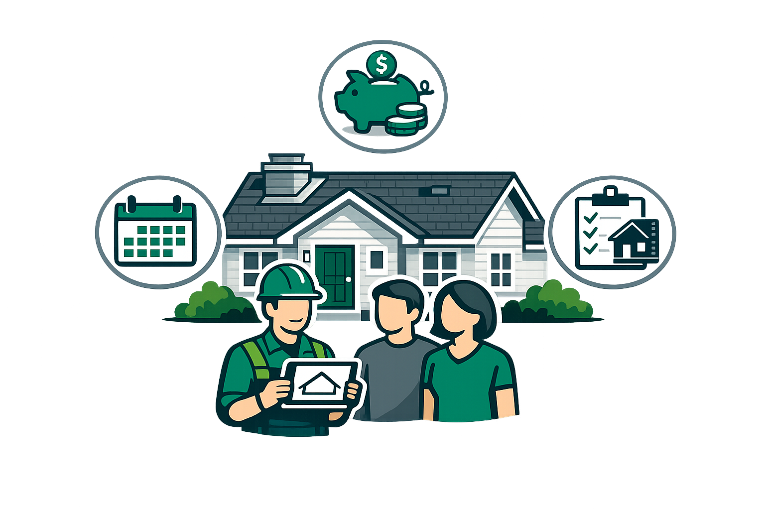 Cozy Home with Roof Details and Safety Icon